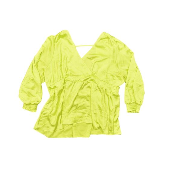 Torrid Plus Size 4 Green Blouse, V Neck Tunic V Neck Open Back Wrap - Picture 1 of 8